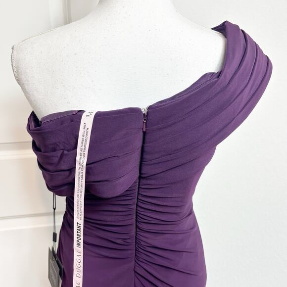 IEENA FOR MAC DUGGAL FOLD OVER ONE SHOULDER GOWN WOMEN DEEP PURPLE SIZE 2 NEW - Picture 2 of 12